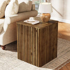 Solid Wood End Table Set of 2, Square Fluted Side Table - Image 3
