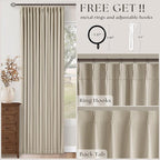 Neutral Beige Linen Pinch Pleated Blackout Curtains 84 Inches Long - Image 4