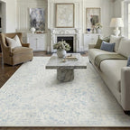 8x10 Blue Area Rug Non Slip Large Vintage Living Room Distressed Machine by PureCozy
