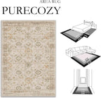 Beige 5x7 Area Rug Non Slip Vintage Living Room Distressed Machine Washable - Image 8
