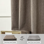 Extra Long Linen Curtains 144 inch Length 2 Panels Thick Faux Linen Blended - Image 6