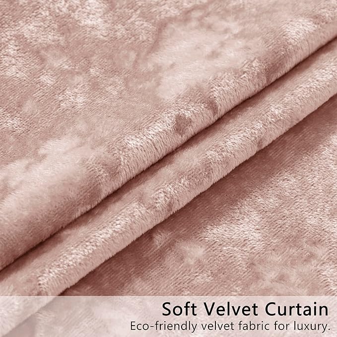SMILETIME Pink Crushed Velvet Curtains 52x96inch Rod Pocket Luxurious Thermal - Image 4