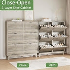 Shoe Cabinet with 6 Flip Drawers, Hidden Slim Wooden Shoe Rack Cabinet - Image 5