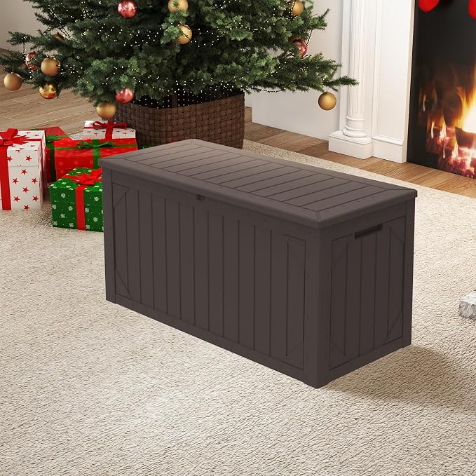 100 Gallon Outdoor Storage Box Waterproof, Lockable Resin Deck Box Patio by Decksplore%E2%80%94BuiltforOutdoor