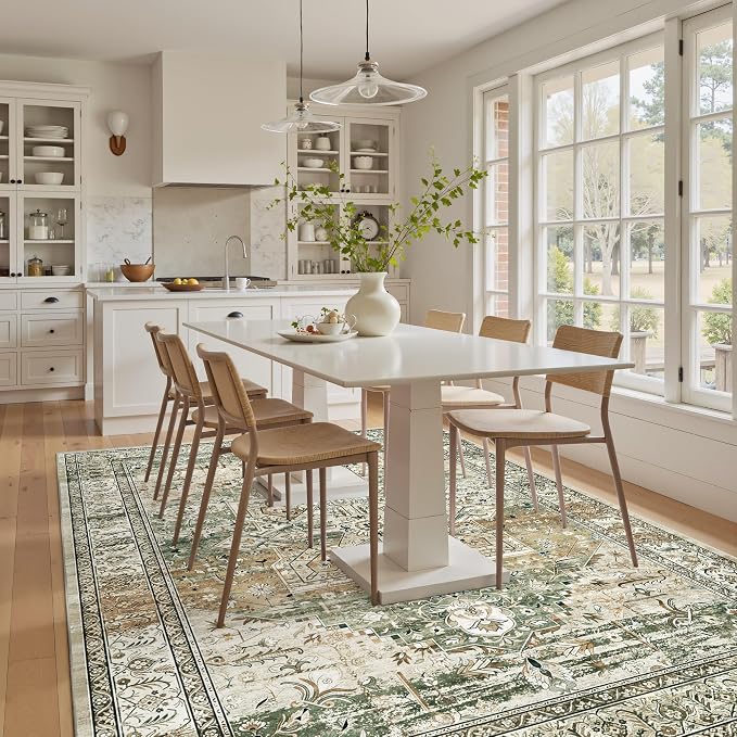 5x7 Area Rugs Low Pile Indoor Washable Trendy Faded Style Rugs - Image 9