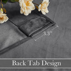 RYB HOME Grey Velvet Curtains 102 inches, Back Tab Soft Fabric Room Darkening - Image 4