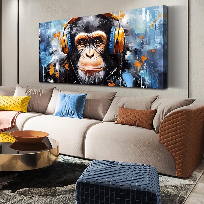 ENTANUB Monkey Wall Art for Living Room, Animal Canvas Print Painting for - Image 2