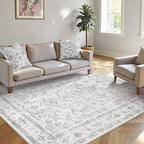 Grey 4x6 Entryway Rug Vintage Area Carpet Indoor Kitchen Washable Door Mat - Image 4