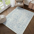 Blue Area Rug 3x4 Office Entryway Rug Machine Washable Kitchen Vintage by PureCozy