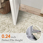 Taupe 4x6 Entryway Rug Vintage Area Carpet Indoor Office Washable Door Mat - Image 2