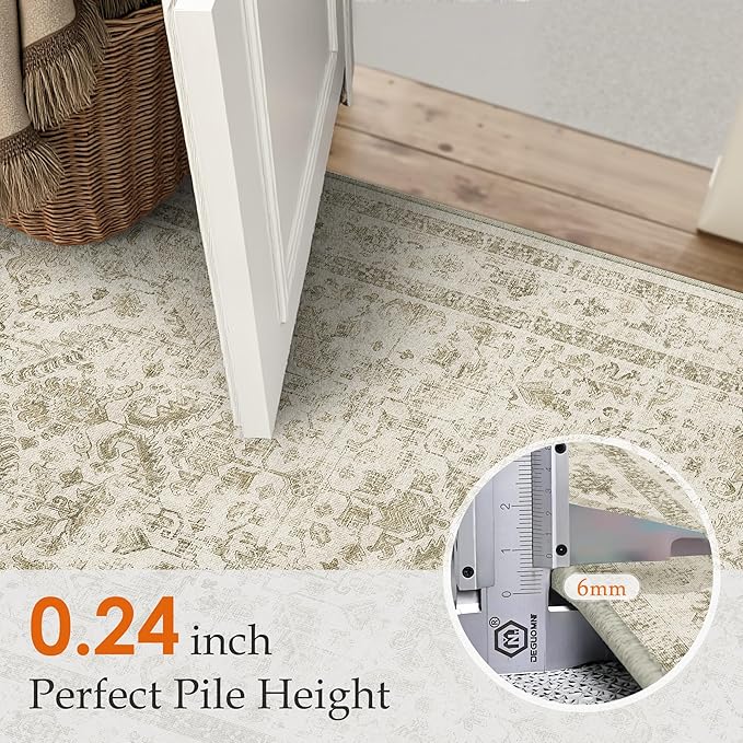 Taupe 4x6 Entryway Rug Vintage Area Carpet Indoor Office Washable Door Mat - Image 2