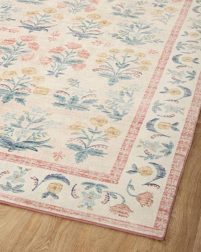 Loloi Rifle Paper Co. Eden Collection EDE-01 Mughal Rose Blush 3'-6" x 5'-6" - Image 7