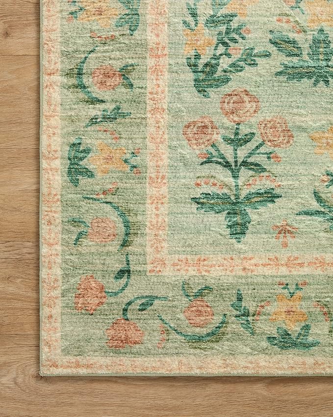 Loloi Rifle Paper Co. Eden Collection EDE-01 Mughal Rose Moss 2'-6" x 9'-6" - Image 5
