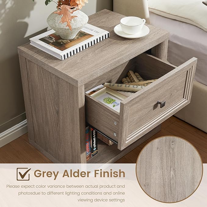 Farmhouse Night Stand Set of 2, Wood Large Side Tables End Table, 22.6" Wide - Image 4