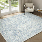 Blue Area Rug 3x4 Office Entryway Rug Machine Washable Kitchen Vintage - Image 6