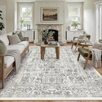 Black Area Rug 6x9 Machine Washable Vintage Living Room Distressed Non Slip - Image 6