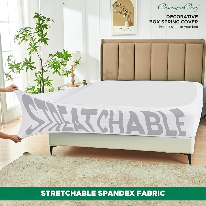 Biscaynebay Decorative Box Spring Cover Full & Full XL Size, Easy Fit Wrinkle & - Image 2