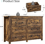 Dresser for Bedroom with 6 Drawers, Farmhouse Wood Chest of Drawers, Wide TV - Image 3