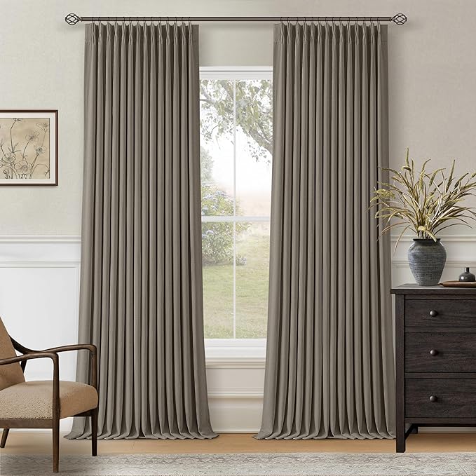Desert Taupe Pinch Pleated Blackout Curtains 108 Inches Long - Image 8