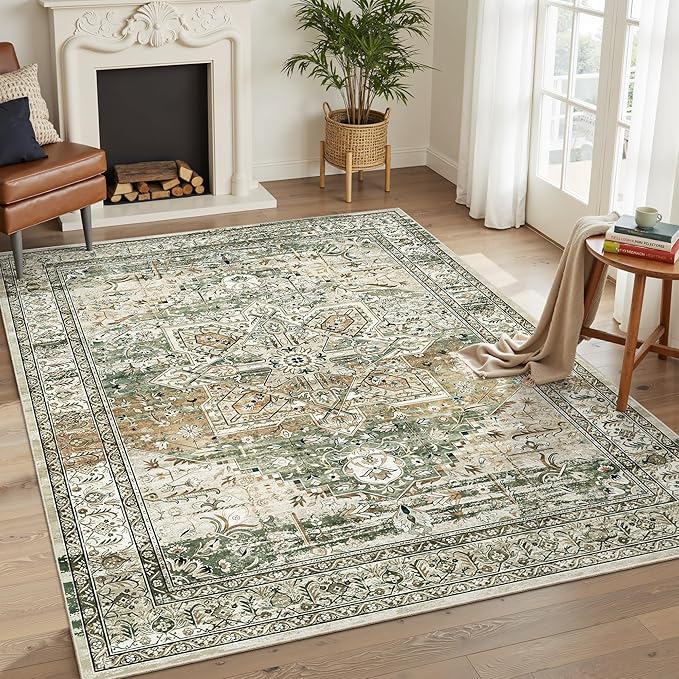 5x7 Area Rugs Low Pile Indoor Washable Trendy Faded Style Rugs by Soalmost