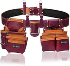 Heavy Duty 19 Pocket Leather Tool Belt Multipurpose Pockets Work Organizer by Fueri
