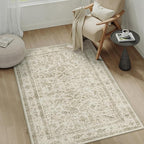 Taupe 4x6 Entryway Rug Vintage Area Carpet Indoor Office Washable Door Mat - Image 4
