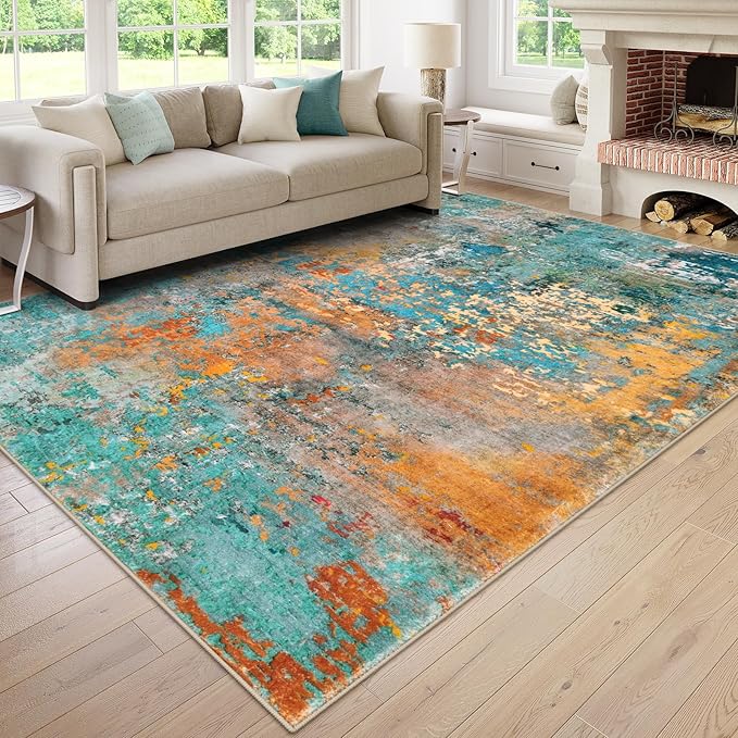 Lahome Modern Abstract Area Rugs 9x12 Living Room Rug, Washable Rugs by Lahome