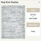 12x15 Washable Area Rug Gray Neutral Abstract Living Room Large Carpet Non Slip - Image 5