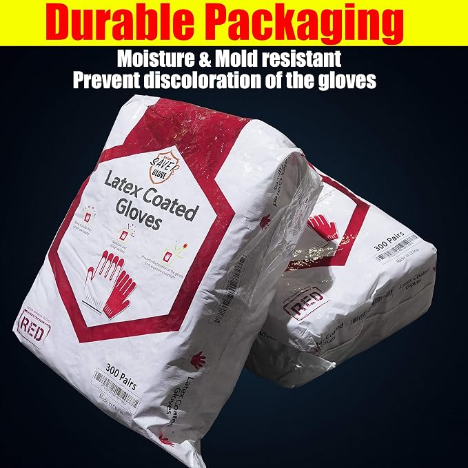 SAVER Non-Slip Red Work Gloves for Construction Latex Rubber Palm Coated - Image 5