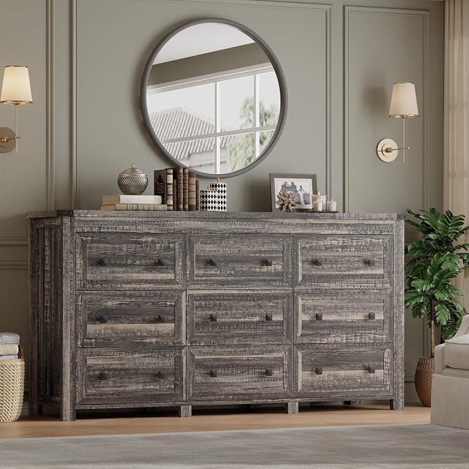 9-Drawer Dresser, Modern Wooden Storage Chest of Drawers, Dresser TV Stand - Image 6