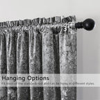 SMILETIME Grey Crushed Velvet Curtains 52x108inch Rod Pocket Luxurious Thermal - Image 2