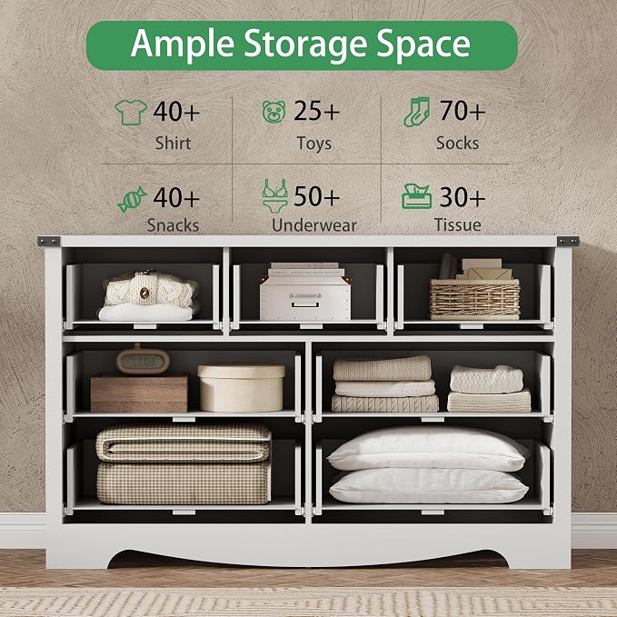 Dresser for Bedroom with 7 Drawers, Wood Dresser TV Stand, Wooden Closet - Image 4