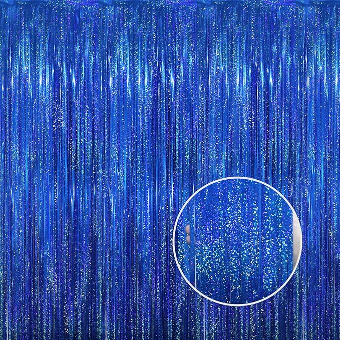 GOER 6.4 ft x 8.2 ft Metallic Tinsel Foil Fringe Curtains Party Photo Backdrop by GOER
