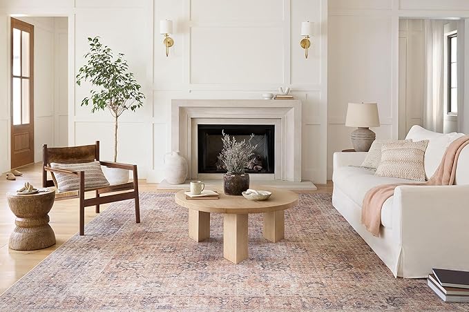 Loloi Skye Collection SKY-01 Blush/Grey 8'-0" x 8'-0" Round Area Rug - Image 7