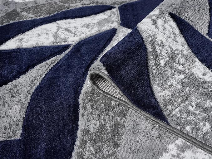 Modern Abstract Area Rug Hand Carved Contemporary Geometric Swirls Vibrant - Image 3