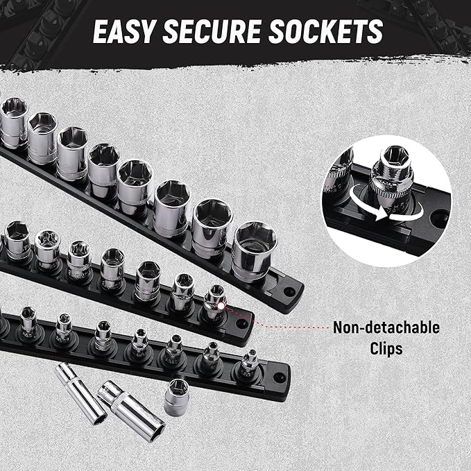 ALOANES Magnetic Socket Organizer Set, 3-Piece Heavy Duty Aluminum Socket - Image 4
