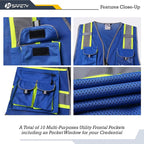 JKSafety 10 Pockets Hi-Vis Neon Color Frontal Zipper Mesh Safety Vest - Image 4