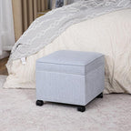 Adeco 17.5" Square Fabric Ottoman - Image 9