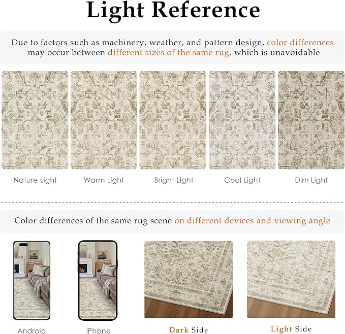 Taupe 4x6 Entryway Rug Vintage Area Carpet Indoor Office Washable Door Mat - Image 7