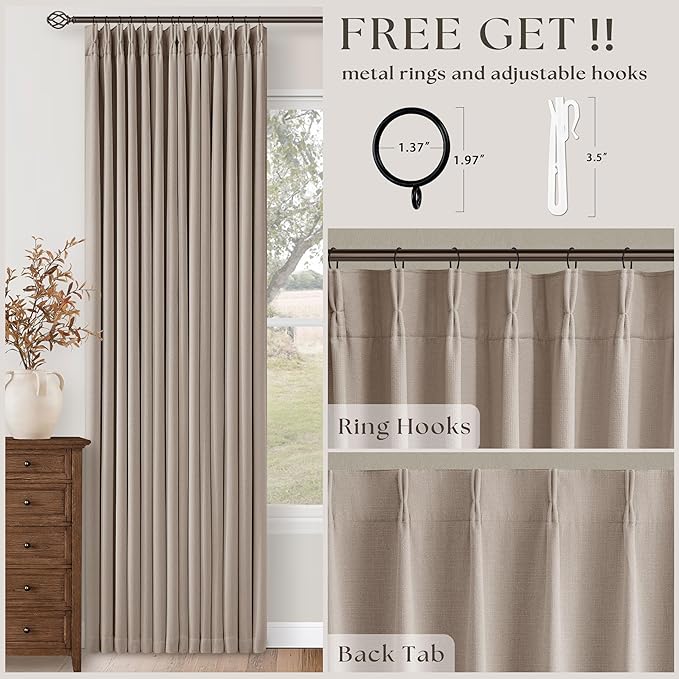 Extra Wide 70 Inch Burlywood Birch Blackout Bedroom Curtains 96 Inches Long - Image 4