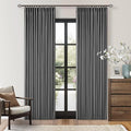 Grey Pleated Linen Blackout Curtains 84 Inches Long by Twodrapes