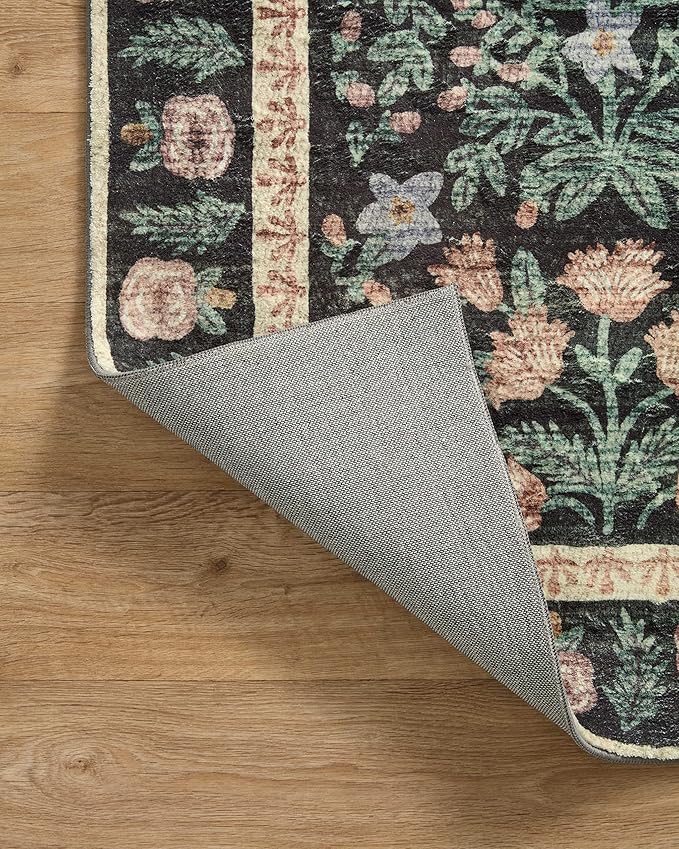 Loloi Rifle Paper Co. Eden Collection EDE-02 Mughal Garden Black 2'-6" x 7'-6" - Image 6
