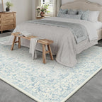 6x9 Blue Area Rug Non Slip Vintage Living Room Distressed Machine Washable - Image 4
