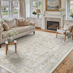 Taupe Area Rug 8x10 Machine Washable Large Vintage Living Room Distressed Non - Image 5