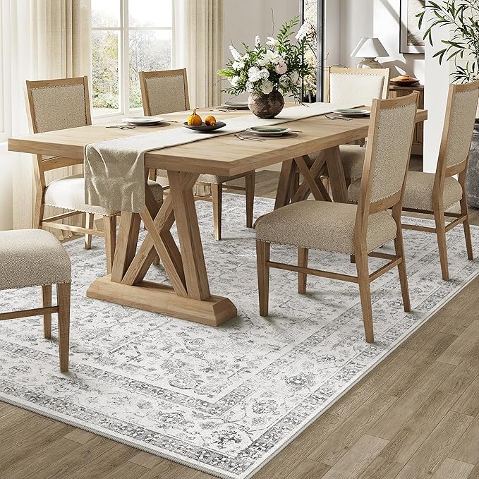Grey 4x6 Entryway Rug Vintage Area Carpet Indoor Kitchen Washable Door Mat - Image 5