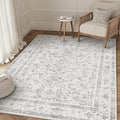 Grey 4x6 Entryway Rug Vintage Area Carpet Indoor Kitchen Washable Door Mat by PureCozy