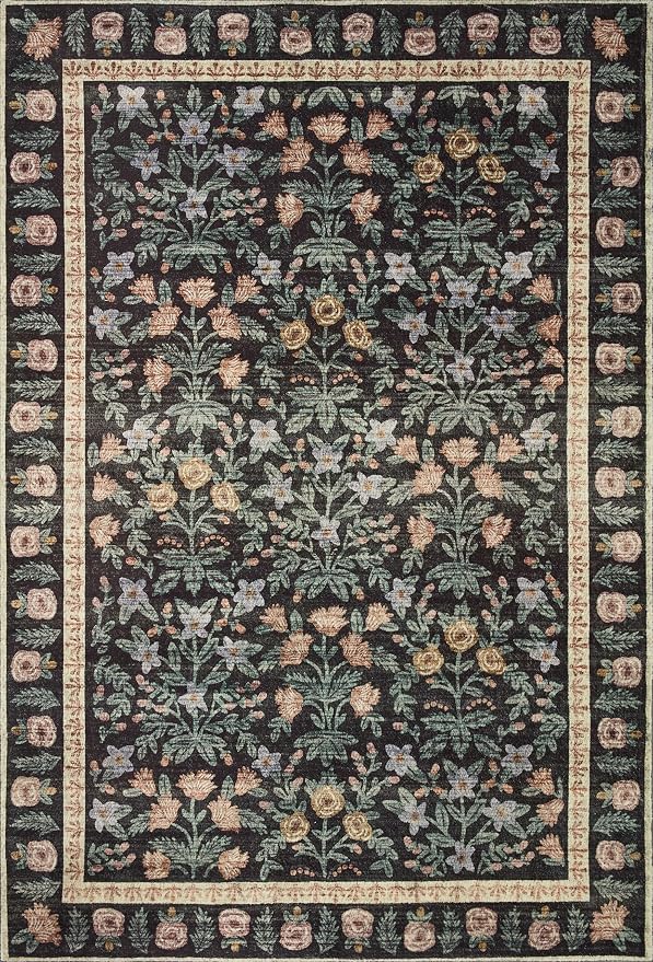 Loloi Rifle Paper Co. Eden Collection EDE-02 Mughal Garden Black 2'-6" x 7'-6" - Image 2