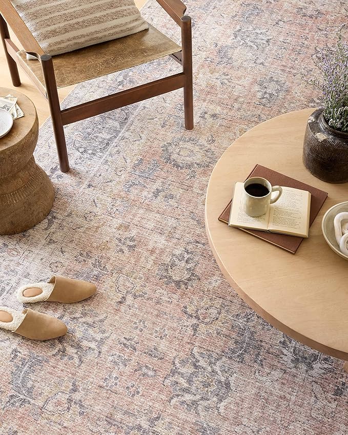 Loloi Skye Collection SKY-01 Blush/Grey 8'-0" x 8'-0" Round Area Rug - Image 6