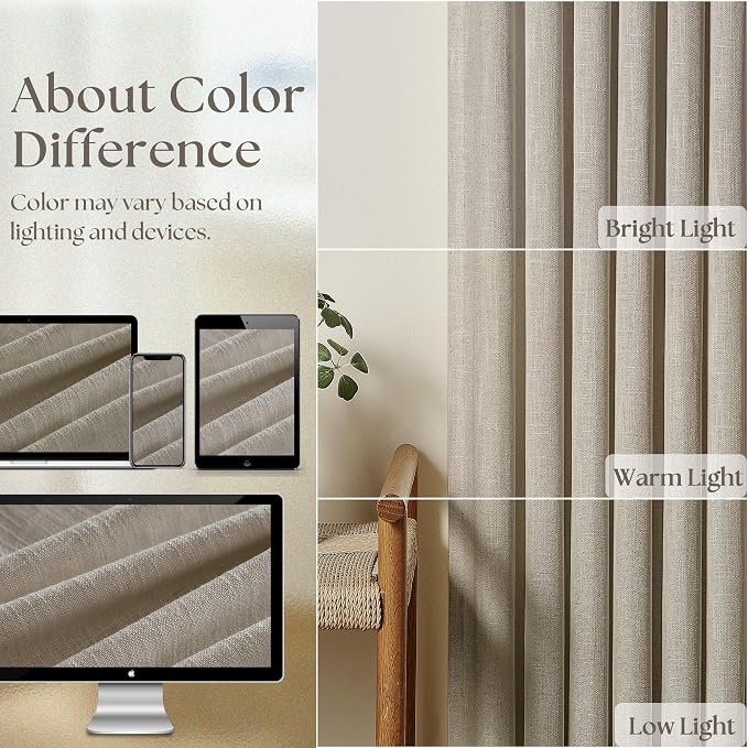 Taupe Burlywood Pinch Pleated Linen Curtains 96 Inches Long - Image 4