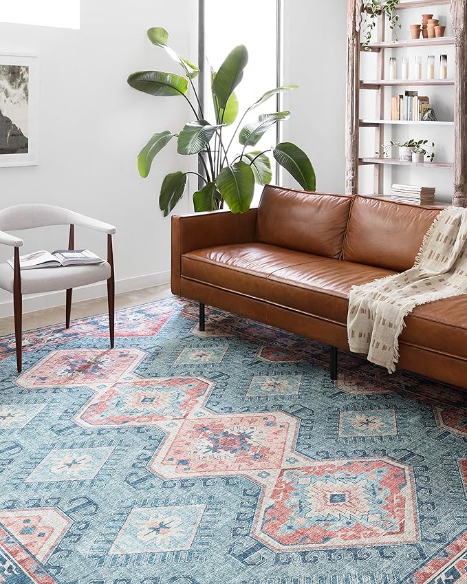 Loloi Skye Collection SKY-03 Turquoise/Terracotta 9'-0" x 12'-0" Area Rug by Loloi